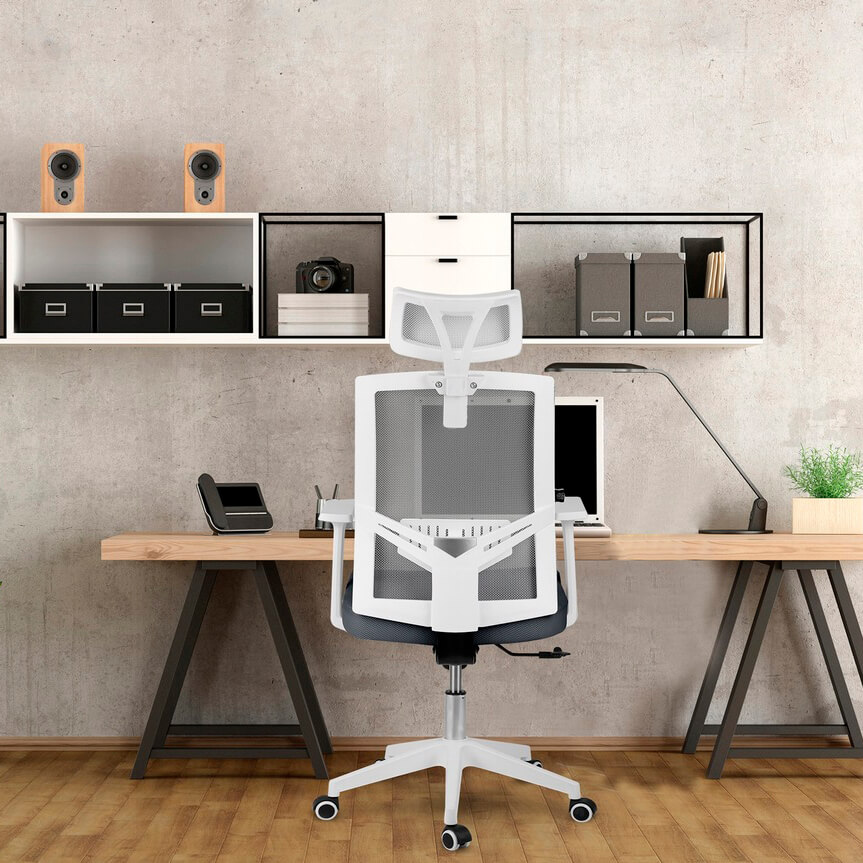 Scaun pentru birou plasă Rotar gri/alb 240100